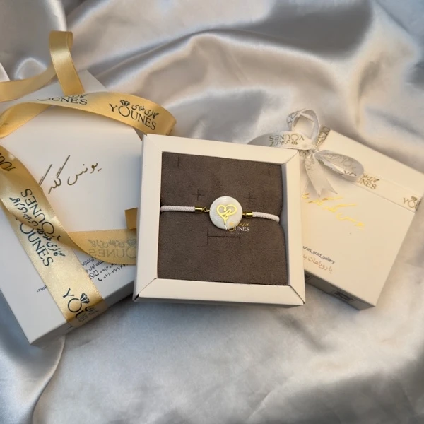 دستبند طلا مادر قلبی سنگ صدفی